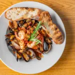 seafood and bread